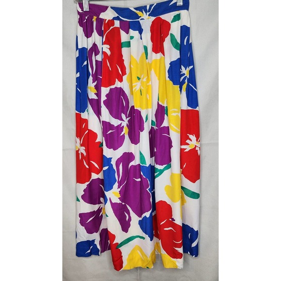 Vintage 1990s Jimmy Garcia NY Skirt Bright Flowers - Picture 4 of 5